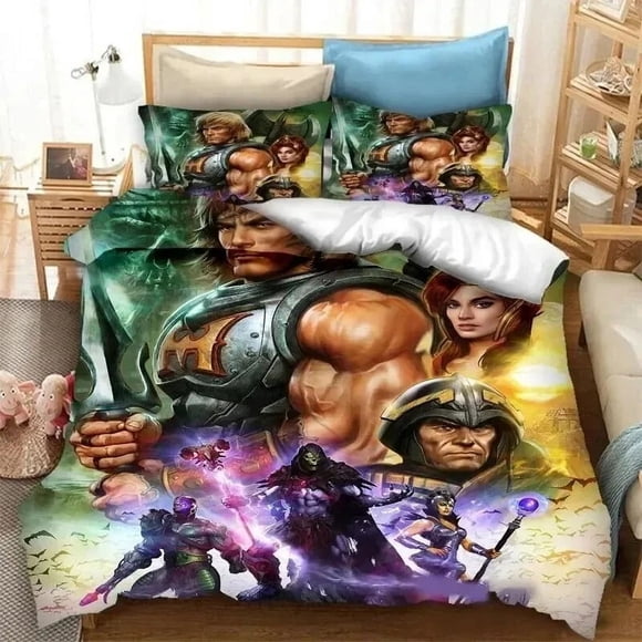 x1534 Bed SheetsHe man and The Masters of The Universe Duvet Cover Bedding Set Twin Full Adult Kid Bedclothes Quilt Cover 3-Piece Bedding Set (1 Duvet Cover + 2 Pillow Shams) nj1534