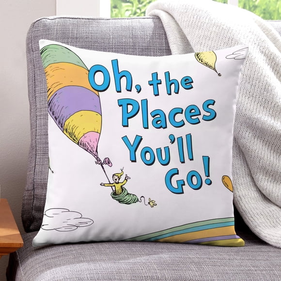 ¡Oh, los lugares a los que irás! Fundas de almohada de terciopelo con tema, regalos de funda de almohada, decoración para el hogar, cojín de lanzar, regalo de cumpleaños para fans y parejas.50*50cm.