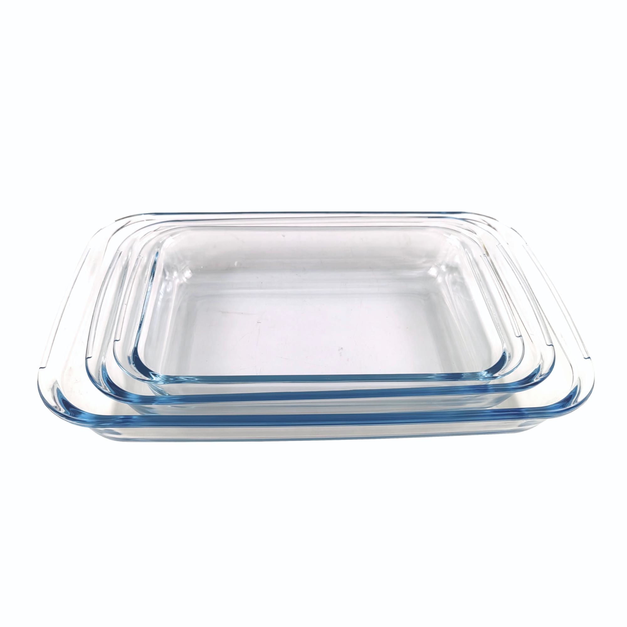 Haus - Fuente Rectangular 3 Piezas 1L - 1.6L - 2.2L Vidrio Transparente