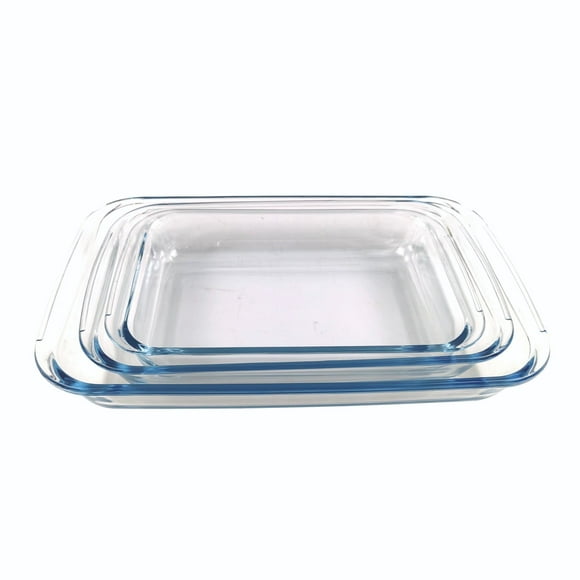 Fuente Rectangular 3 Piezas 1L - 1.6L - 2.2L Vidrio Transparente