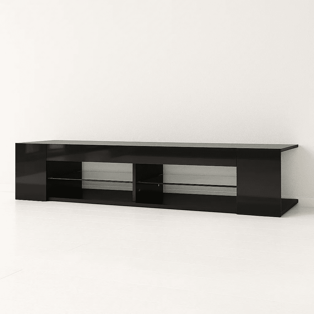 Klik Muebles - Mueble De Tv Moderno Negro Con Luces Led Y Compartimentos