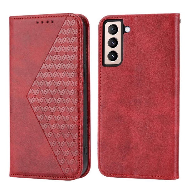 Funda Flip FOXDOCK para Samsung Galaxy S21 Plus , Estilo Billetera con Diseño Rombo, Correa de Mano y Soporte, Uso Diario