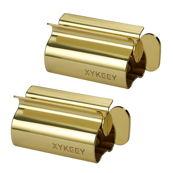 Exprimidor de tubos de pasta de dientes XYKEEY, juego de 2 unidades, metal dorado