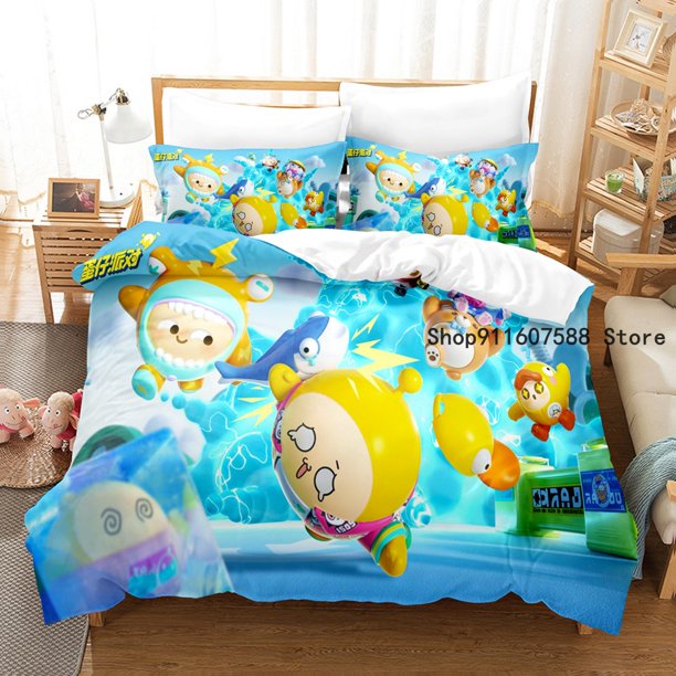 x381 Bed SheetsEggy Party Bedding Set Cartoon Bed Linen Gift For Boys Kids Girls Home Decor Twin Size Cute Duvet Cover Sets 3-Piece Bedding Set (1 Duvet Cover + 2 Pillow Shams) nj381