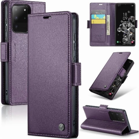 Caseme Tipo Cartera Samsung Galaxy S20 Ultra Con Cierre Magnético, Rfid, Tarjetero, Soporte, Carga Inalámbrica