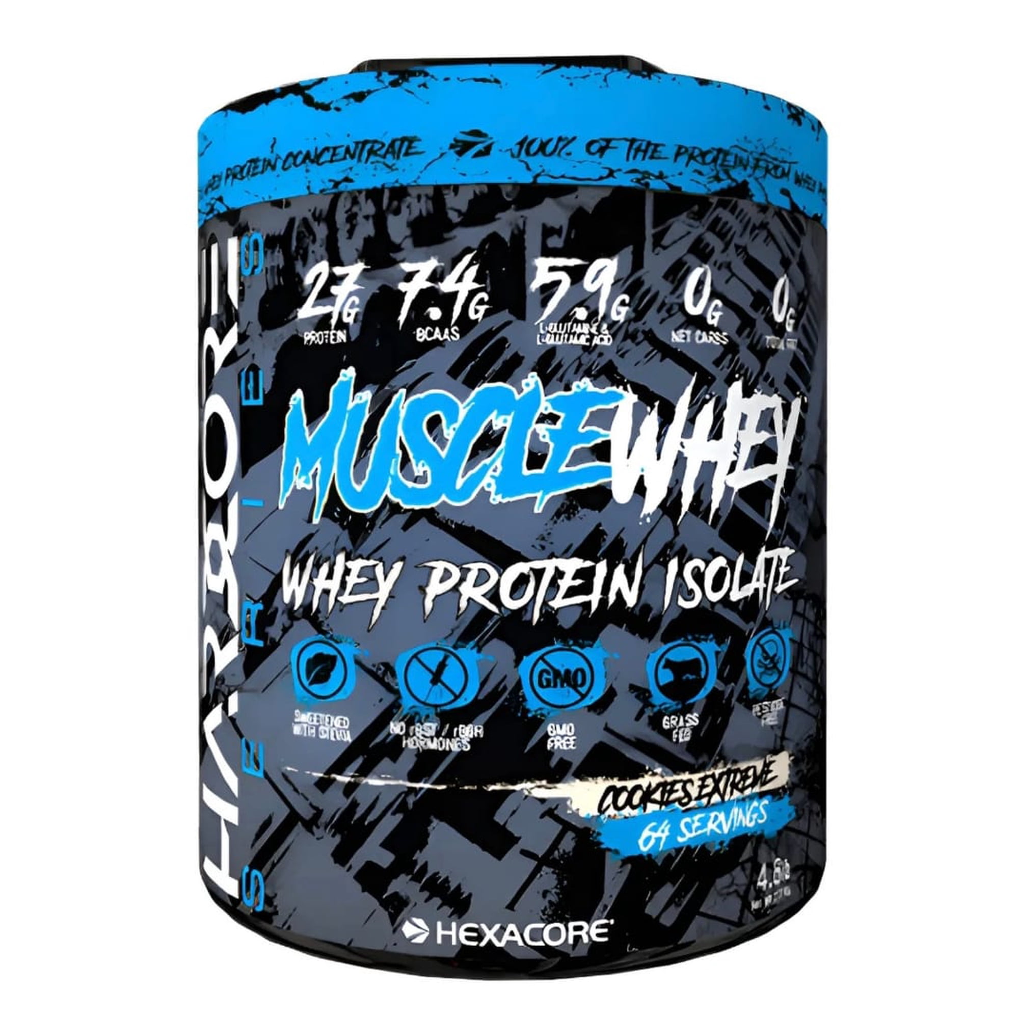 Proteina Hexacore Muscle Whey isolate 4.8 libras 64 servicios