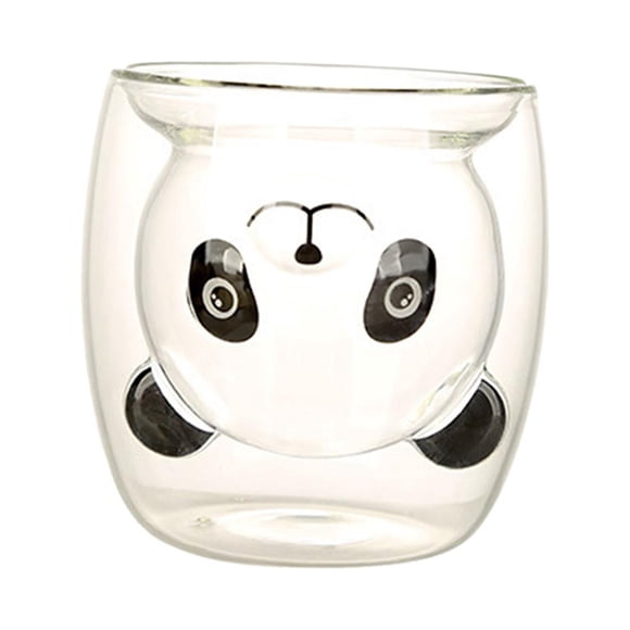 Taza de café con aislamiento de doble pared, vajilla decorativa, Panda de dibujos animados, taza de cristal de doble capa para té, San Valentín, cumpl