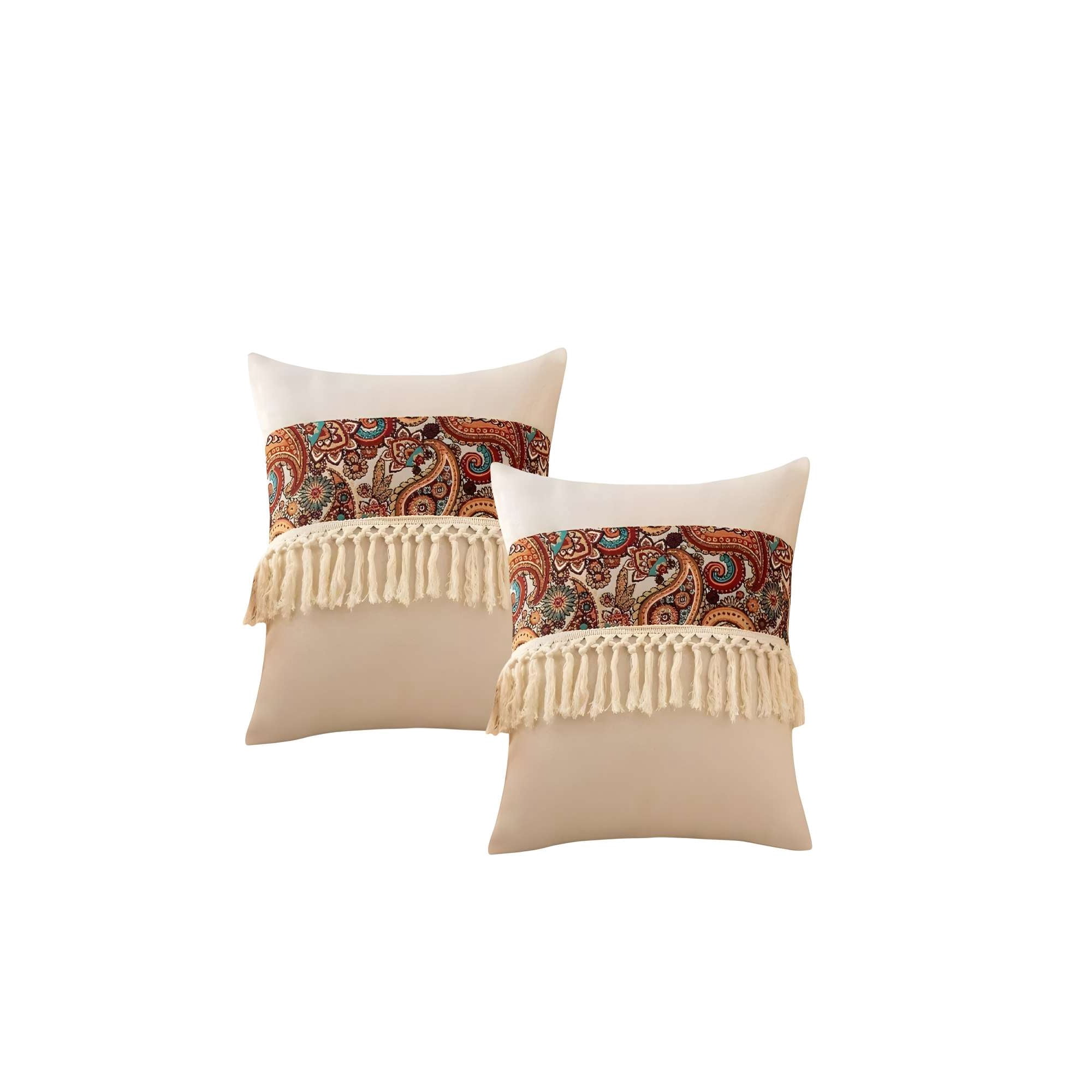 Genérico - Pack De 2 Fundas De Cojin Lino Mandala 45x45 Beige 01