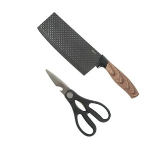 Set Tijera Y Cuchillo Carnicero Gunderson 17 Cm Negro Oster Negro Tamaño Único
