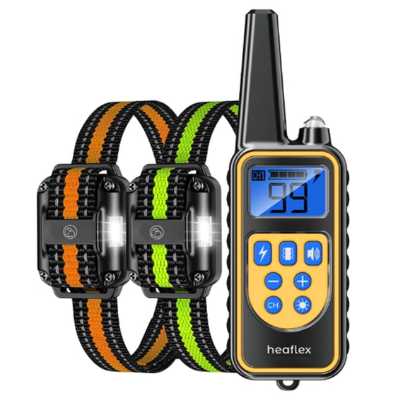 Collar de adiestramiento para perros Heaflex para 2 perros, 1000 m, LED, impermeable