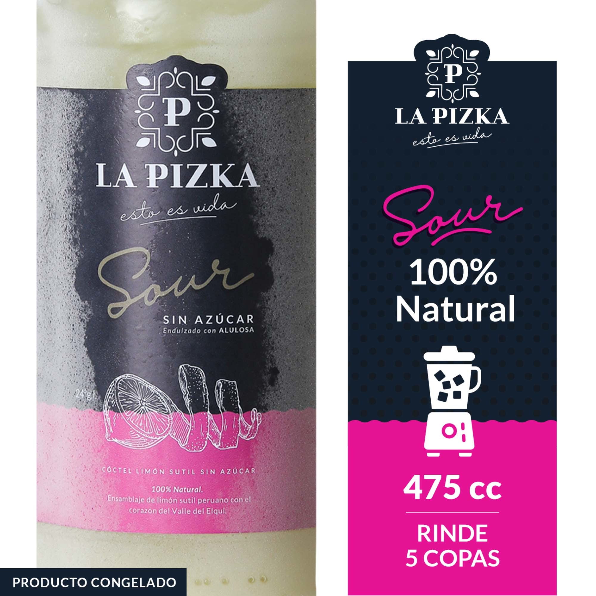Cóctel Pisco Sour Limón Sin Azúcar 23° Botella 475 ml La Pizka