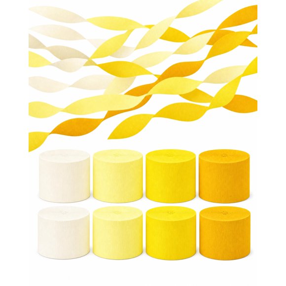 Serpentinas Captain Decor 25 m Pack de 8, Amarillas y Blancas