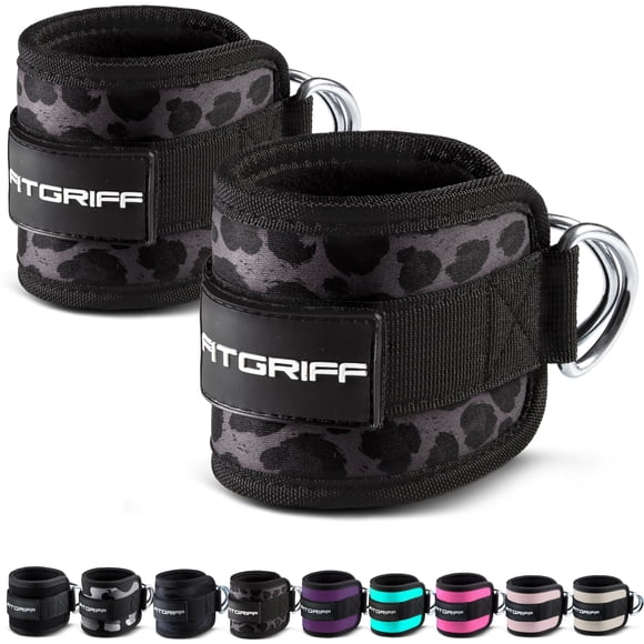 Correas de tobillo Fitgriff V1 para máquina de cables (2 piezas), diseño de leopardo