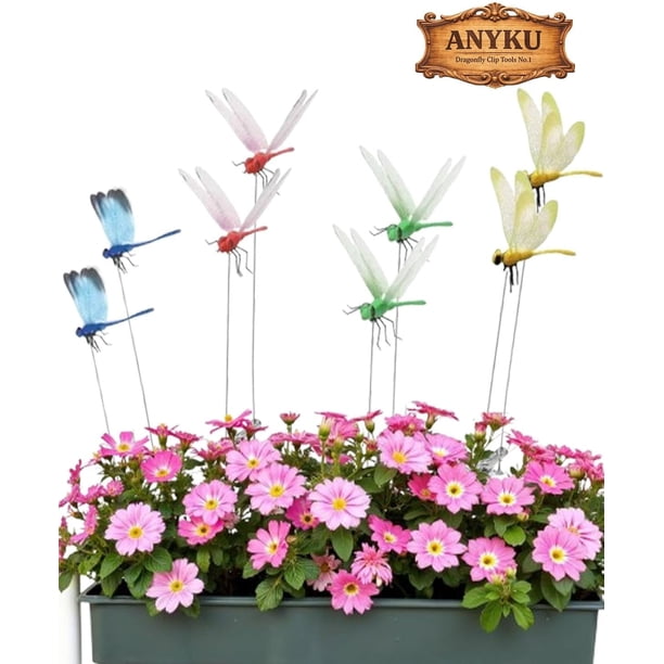 Clips libélula repelente insectos 3D decoración jardín exterior falsas sombrero jardín 12 uds