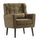 thumbnail image 2 of Modern Accent Chair,Chenille Arm Chairs for Living Room,Upholstered Mordern Armchair,Comfy Soft Padded Lounge Chair in Small Space, Bedroom, w/Pillow, Solid Wood Leg (Olive Green), 2 of 3