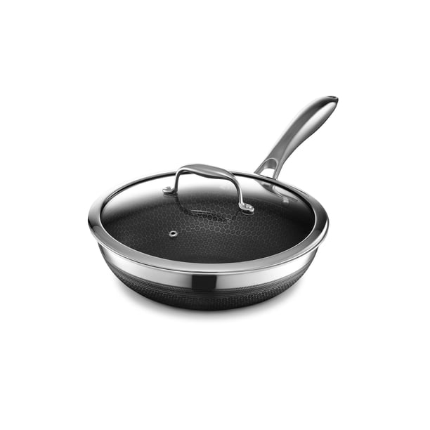 Wok HexClad Hybrid de 25 cm antiadherente con tapa de acero inoxidable apto para horno