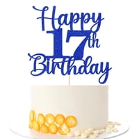 Decoración Para Tartas Kaoenla Con Purpurina Para Cumpleaños Número 17, Color Azul