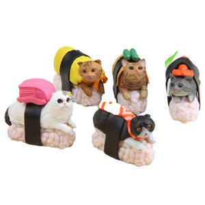 Bothyi - 5 Piezas De Dibujos Animados Sushi Gato Estatuilla Muñecas Miniatura Animales Mini Juguetes