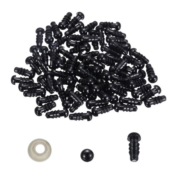 Uxcell 5mm Ojos de Seguridad, 100 Juegos de Ojos de Plástico para Manualidades con Arandelas Ojos de Seguridad para Animales de Peluche Juguetes de Ganchillo Muñecas DIY Manualidades, Negro