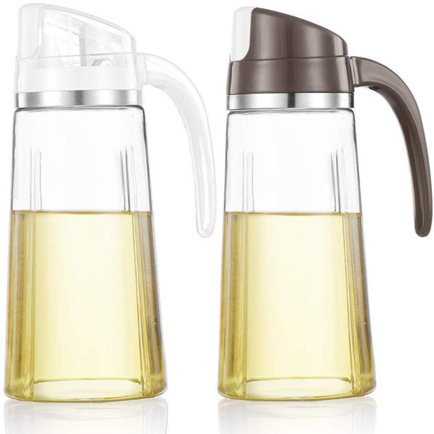 Dispensador de aceite Marbrasse 600 ml de vidrio a prueba de fugas con tapa automática abatible