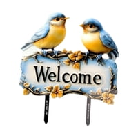 Ioensy - Letrero De Pvc Con Diseño De Pájaros De Bienvenida Para Jardín, Ideal Para Porche Trasero Y Exterior.