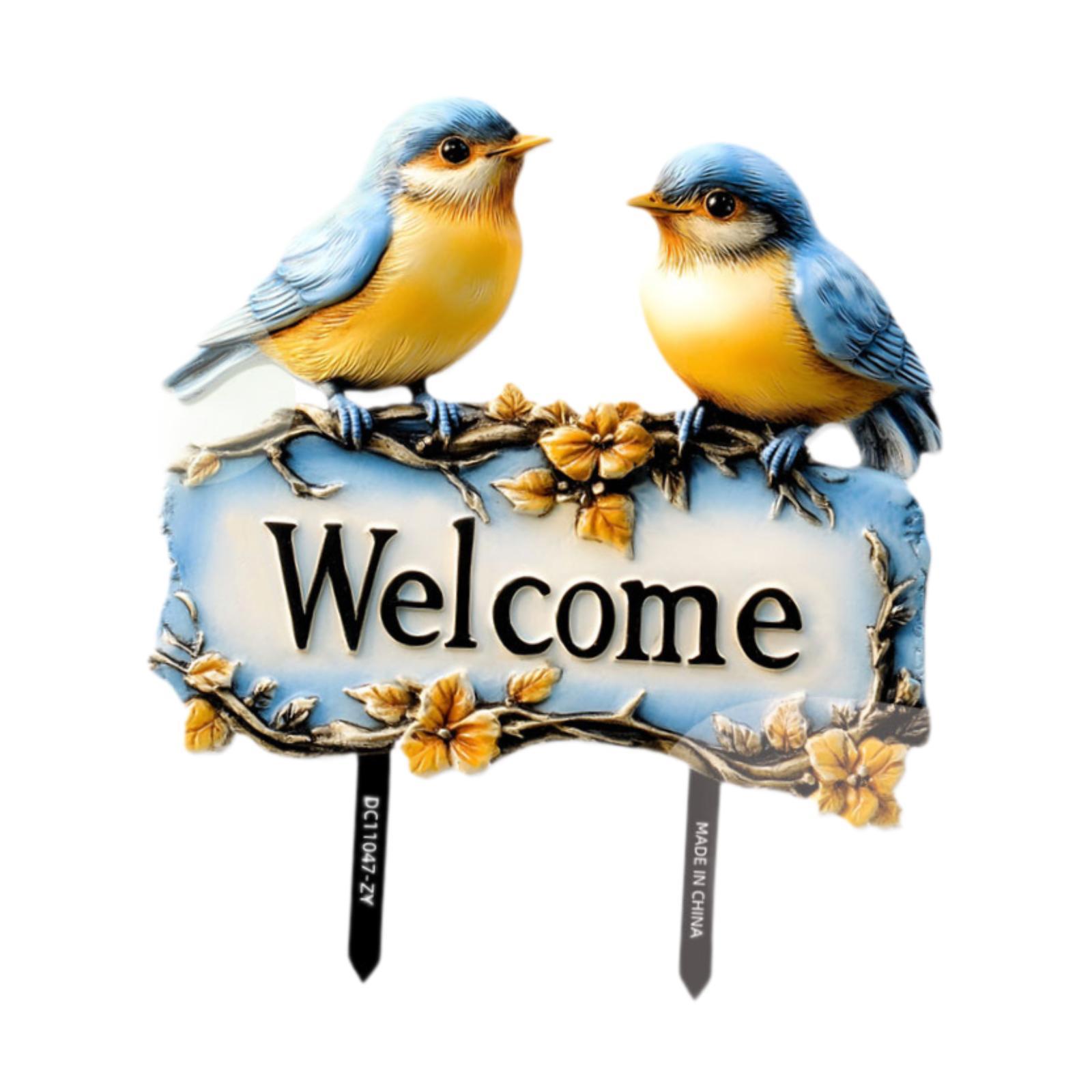 Ioensy - Letrero De Pvc Con Diseño De Pájaros De Bienvenida Para Jardín, Ideal Para Porche Trasero Y Exterior.