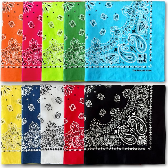 Bandanas The Peacock Crew Paquete de 10 Unidades 56 cm Algodón Suave