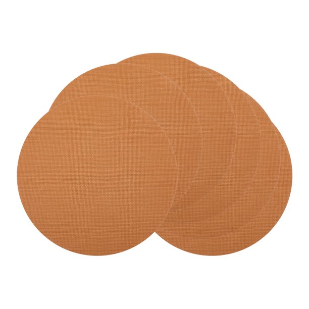 Juego de 6 manteles individuales de cuero para mesa de cocina, manteles individuales lavables, color mostaza, 13x13 pulgadas