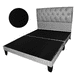 thumbnail image 1 of Base de Cama con Respaldo a Piso 2 Plazas Negro Lino, 1 of 2