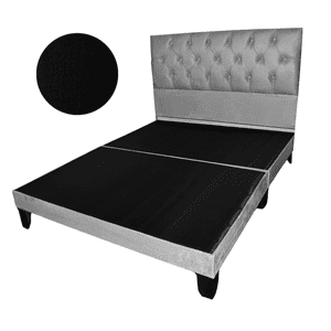 Mueblart - Base De Cama Con Respaldo A Piso 2 Plazas Negro Lino