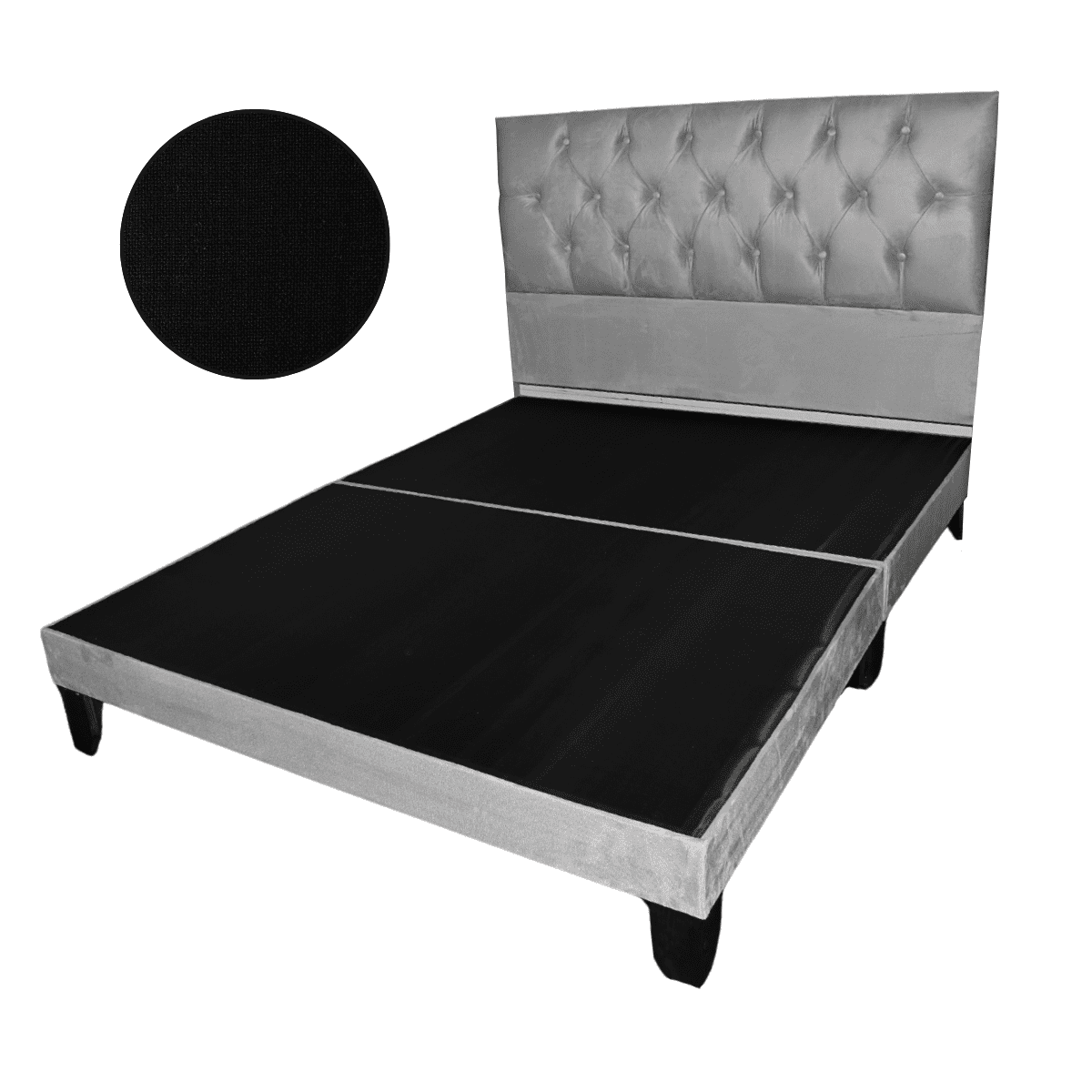 Mueblart - Base De Cama Con Respaldo A Piso 2 Plazas Negro Lino