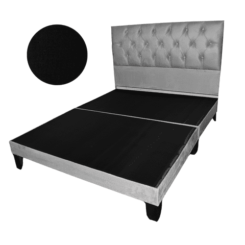 Mueblart - Base De Cama Con Respaldo A Piso 2 Plazas Negro Lino