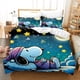 thumbnail image 1 of Snoopy Bedding Set Cartoon Anime Cute Quilt Cover Pillow Case, Boy and Girl Home Room Quilt Set, Three-piece Set 2/3pcs, 1 of 5