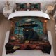 thumbnail image 1 of 3pcs Magical Black Cat 2 Themed Bedding Set Including Duvet Cover And Pillowcases. Soft And Comfortable, 1 of 5