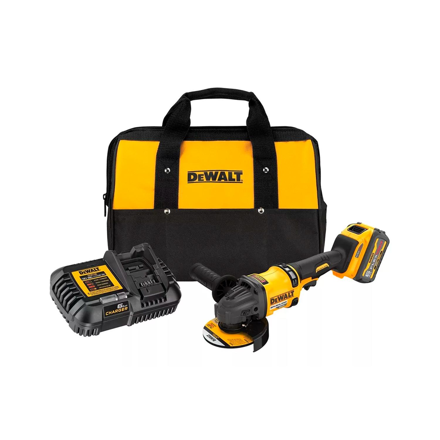 Esmeril Angular Inalámbrico Dewalt Dcg418T1 4 1/2 60V + 1 Batería 6Ah Y Cargador Amarillo