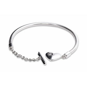 Pulsera Pandora Moments Cadena Serpiente T-Bar Corazón Plata