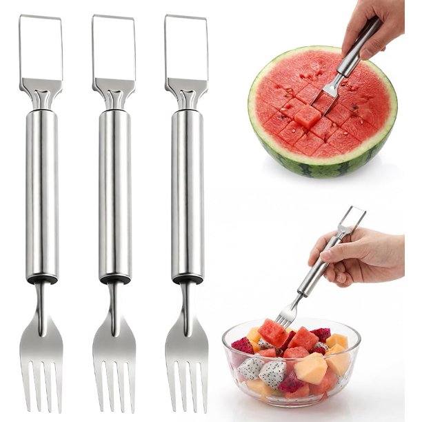 Cortador sandía 2 en 1 tenedor doble cabezal fruta hogar cocina fiesta