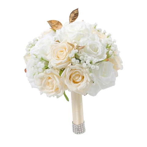 Magideal - Ramo De Novia De Boda, Flores Artificiales De Seda, Flores De Dama De Honor (24 Cm De Alto), Para Decoración De Mesa, Decoración Del Hogar