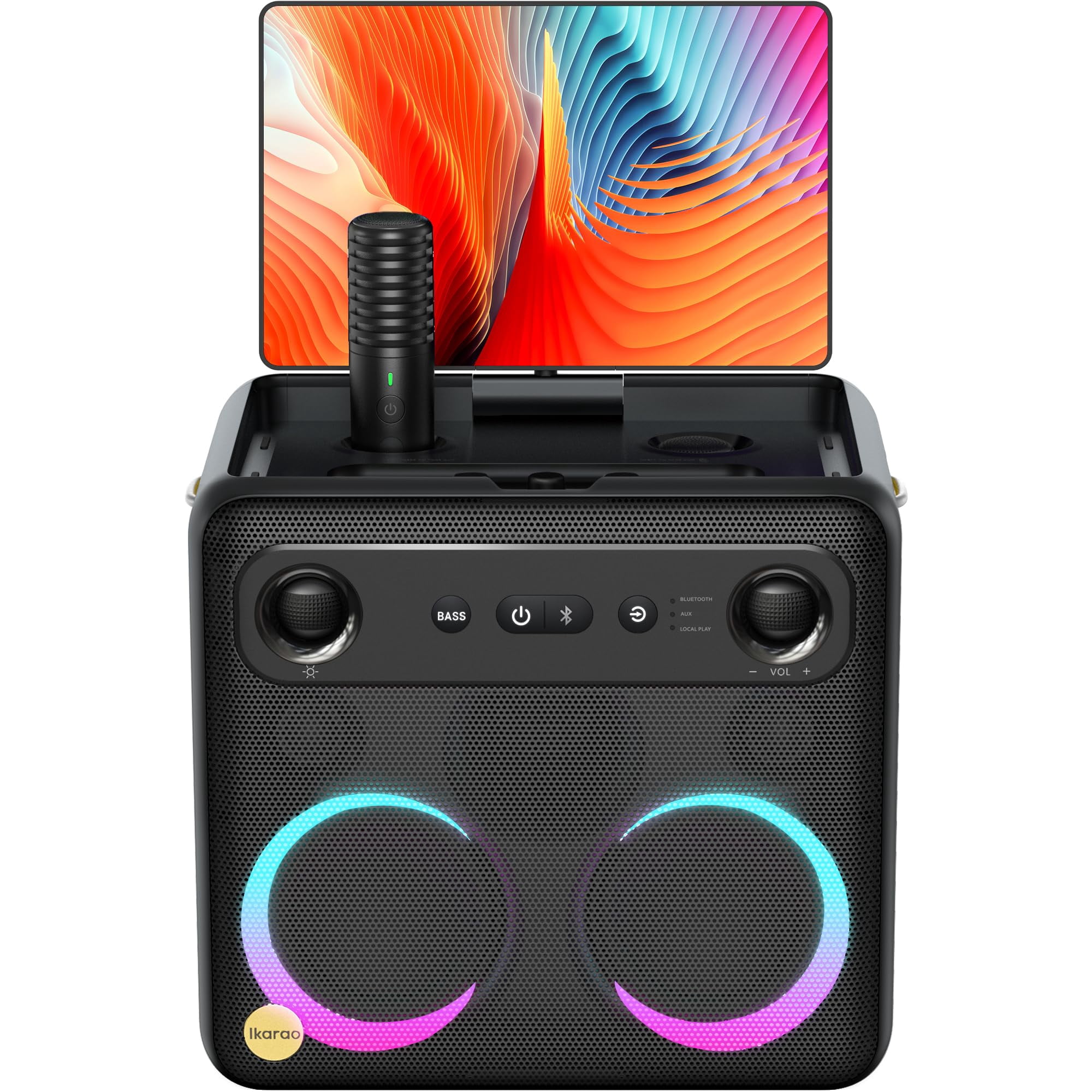 Máquina De Karaoke Ikarao 2024 Smart Con Tableta De 64 Gb Y 2 Micrófonos De 600 W