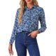 thumbnail image 1 of INSPIRE CHIC Camisa de Mujer con Botones Estampado Floral de Manga Larga Cuello en Punta Top de Oficina S Azul Oscuro, 1 of 6