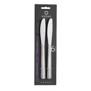 Set 6 Cuchillos Mesa Perlados Newcastle Blister Plateado Krons