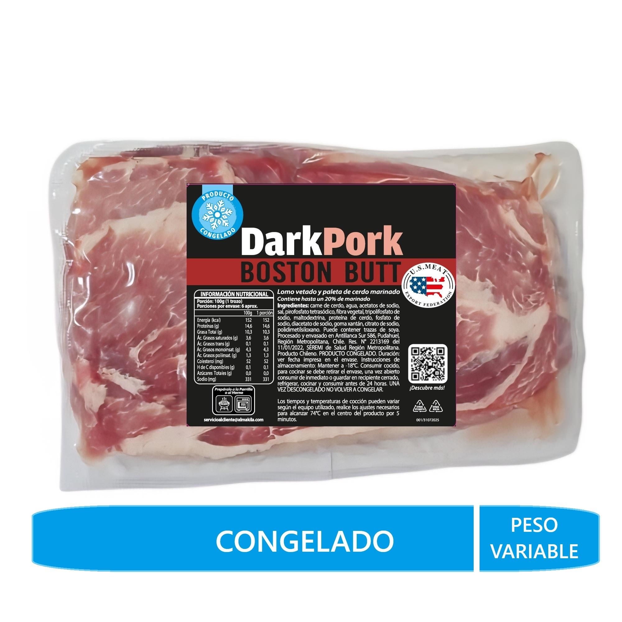 Lomo De Cerdo Vetado Boston Butt Congelado 550 g Dark Pork
