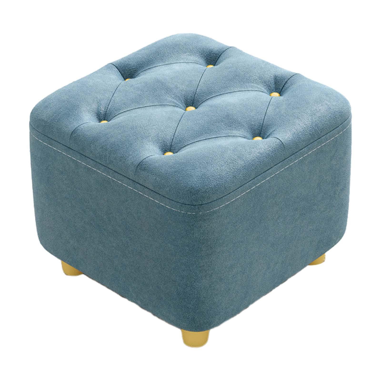 Bothyi - Reposapiés Asiento Acolchado Reposapiés Cuadrado Para Mesita De Noche Sala De Estar Vestidor Azul