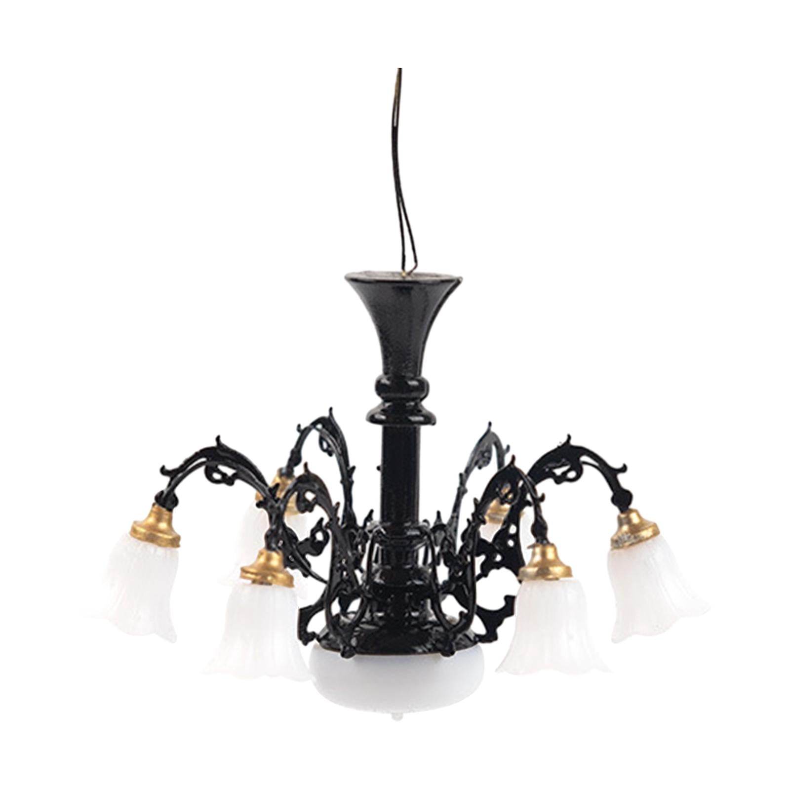 Magideal - 1:87 Modelos De Lámpara Colgante Muebles Simulación Decoración Diorama Simulación Muebles En Miniatura, Lámpara De Techo Para Casa De Muñecas Accesori Negro