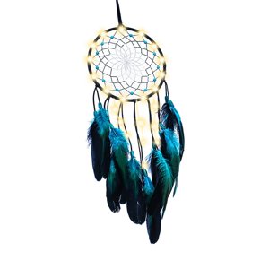 Bothyi - Atrapasueños Bohemio Atrapasueños Colgante De Pared De Plumas Para Decoración Del Hogar Con Luz