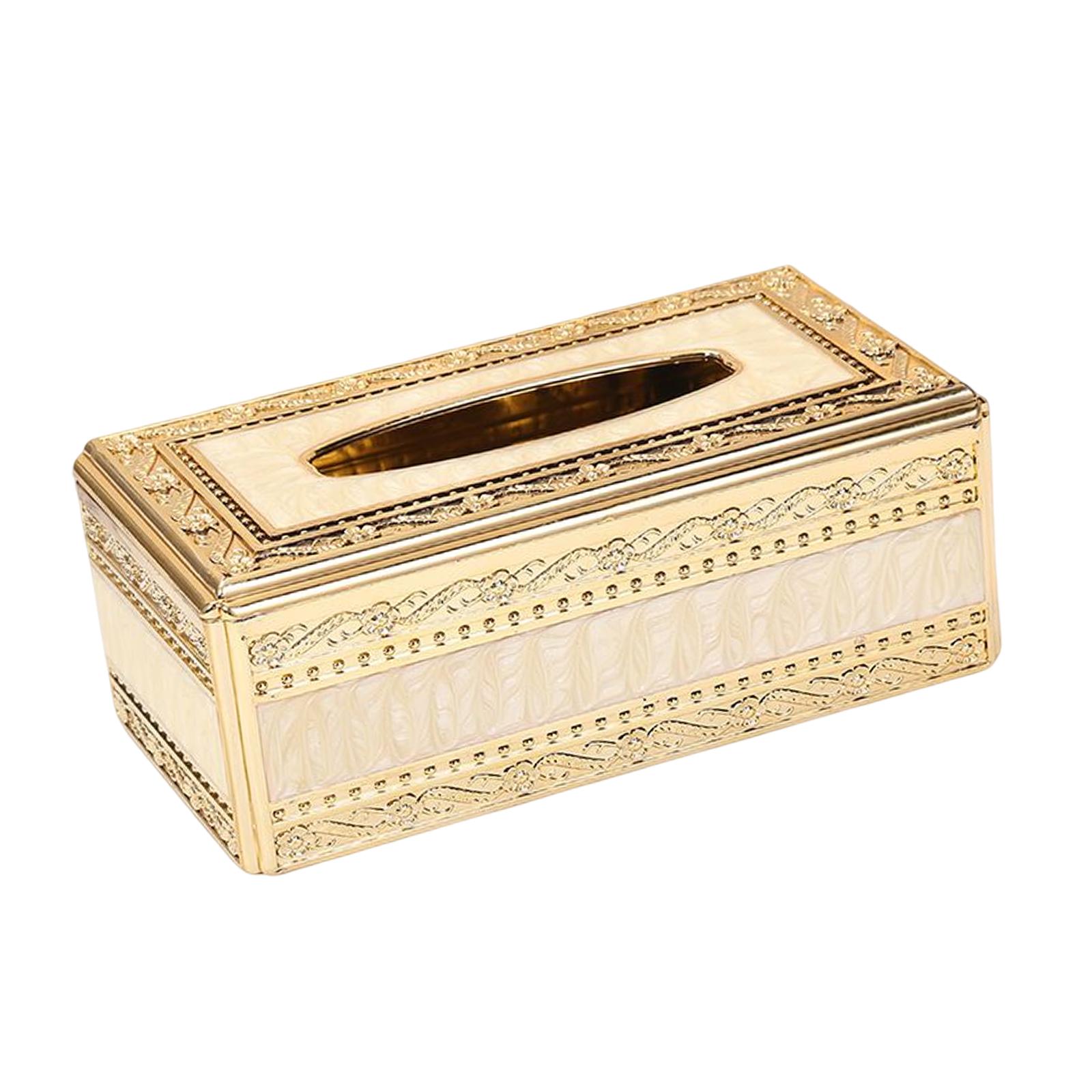 Bothyi - Caja De Pañuelos De Estilo Europeo, Soporte De Papel Para Servilletas Para Decoración De Mesa Del Hogar, Dorado Y Beige