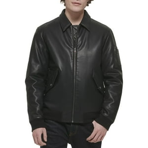Chaqueta Tommy Hilfiger Smooth Lamb Touch De Piel Sintética Negra