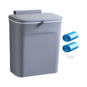Magideal - Bote De Basura Montado En La Pared, Bote De Basura Colgante, Moderno Con Tapa, Bote De Basura De 10 Litros, Contenedor De Abono De Cocina Para Armario Gris