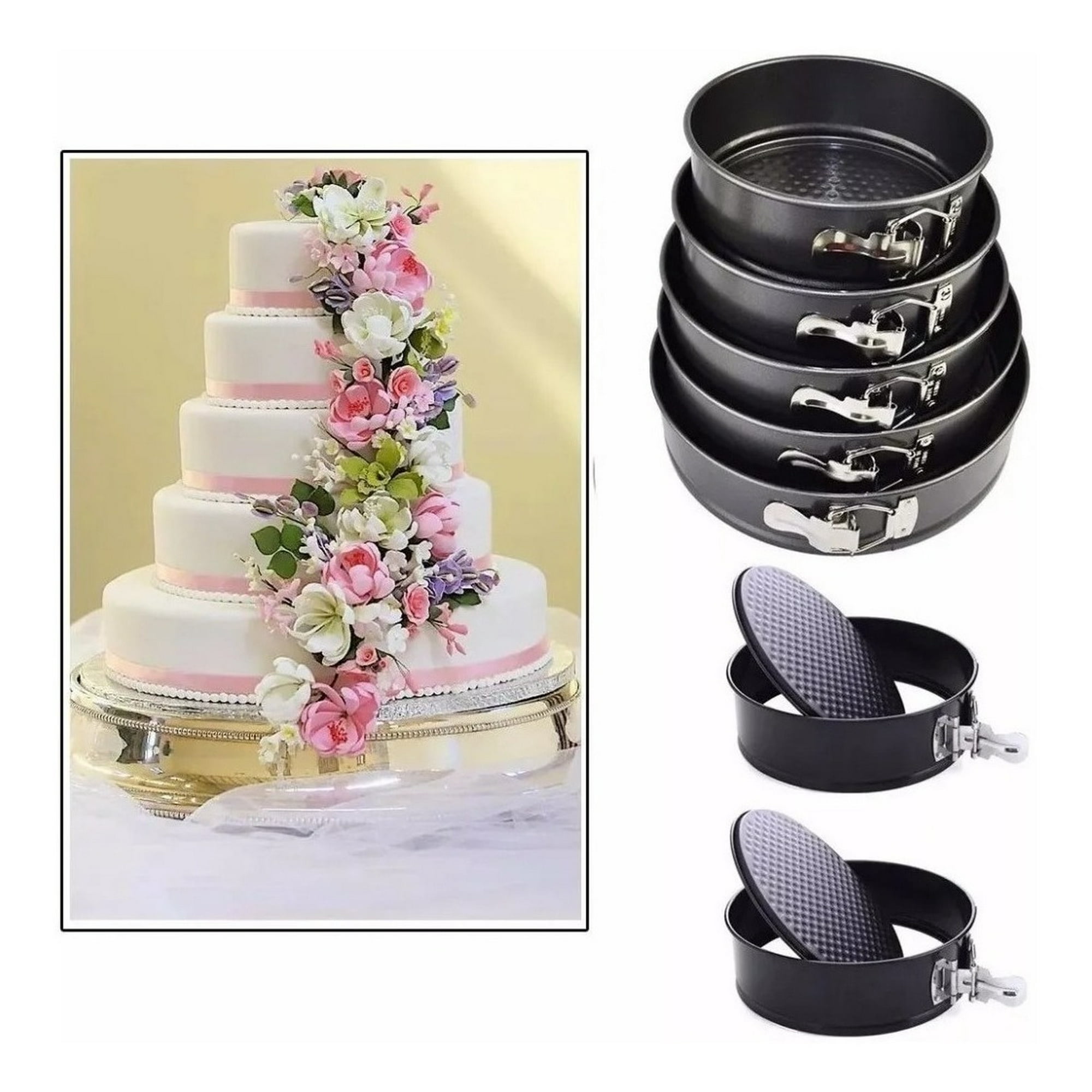 Genérico - 5 Moldes Molde Redondo Antiadherente Queque Torta Repostería