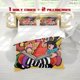 thumbnail image 1 of 3pcs Colorful Cartoon Character Reading Print Three Piece Bedding Set Soft Quilt Cover And Two Pillowcases, 1 of 5